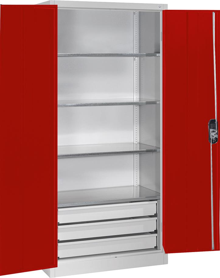 CP Großraum-Werkzeugschrank (RAL 7035/3003), 3 Schubladen unten