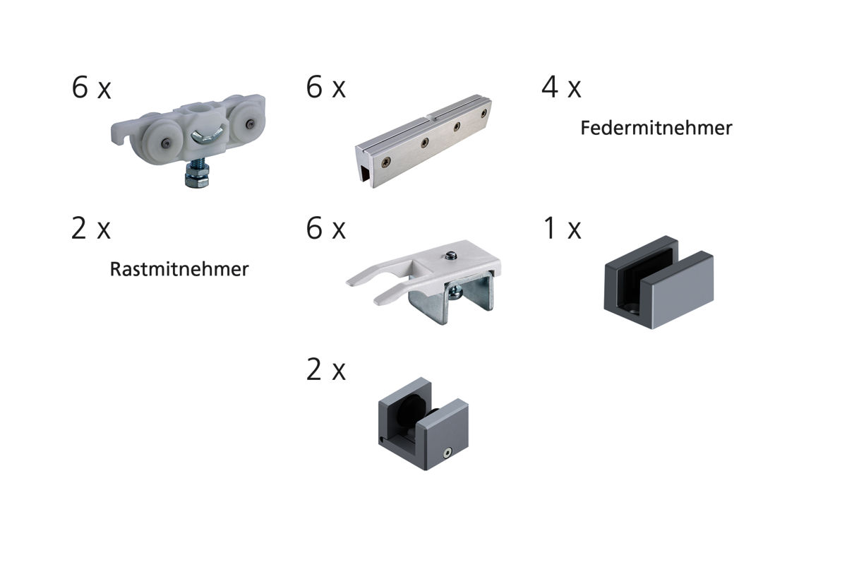 Woelm HELM 73 Teleskop-Set Glas 8/10 mm dreiflügelig 80 kg EV1 eloxiert