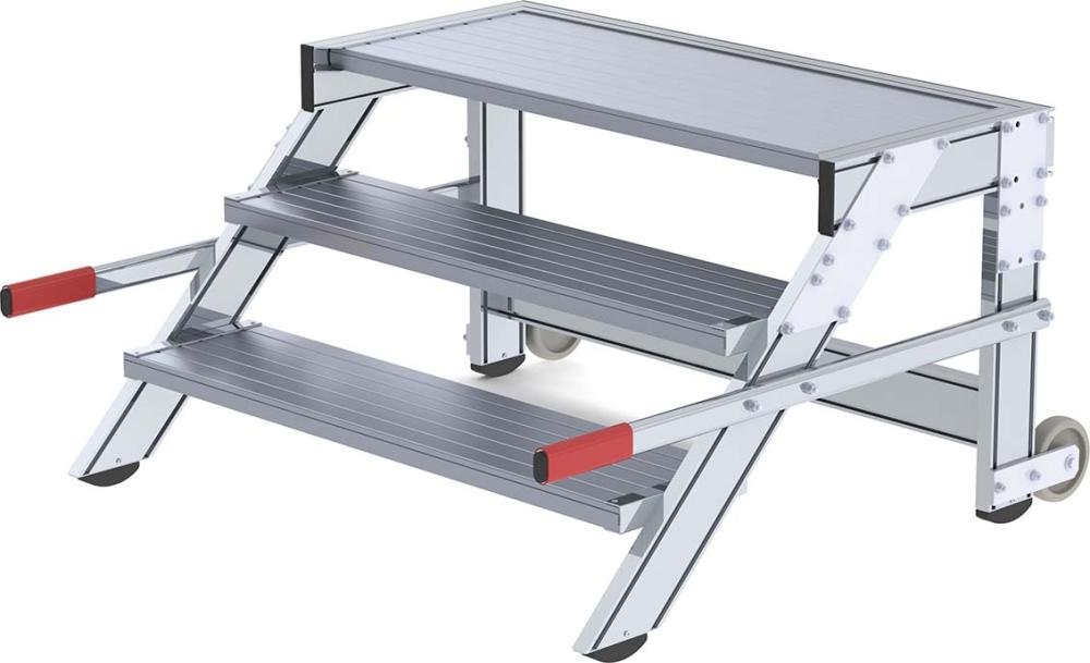 MUNK Alu-Arbeitspodest fahrbar3 Alu-Stufen B 1000 mm Podesthöhe 0,59 m Arbeitshöhe bis 2,60 m