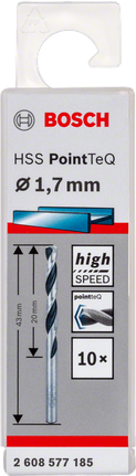 Bosch HSS PointTeQ 1,7 mm Spiralbohrer-Set., Spiralbohrer, HSS-Stahl, 1,7 mm, Metallbohrer, Bosch