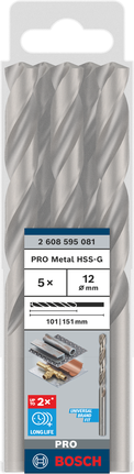 Bosch PRO Metal HSS-G twist drill bit set 12 mm., Metallbohrer, Spiralbohrer, HSS-G, 12 mm, Bosch