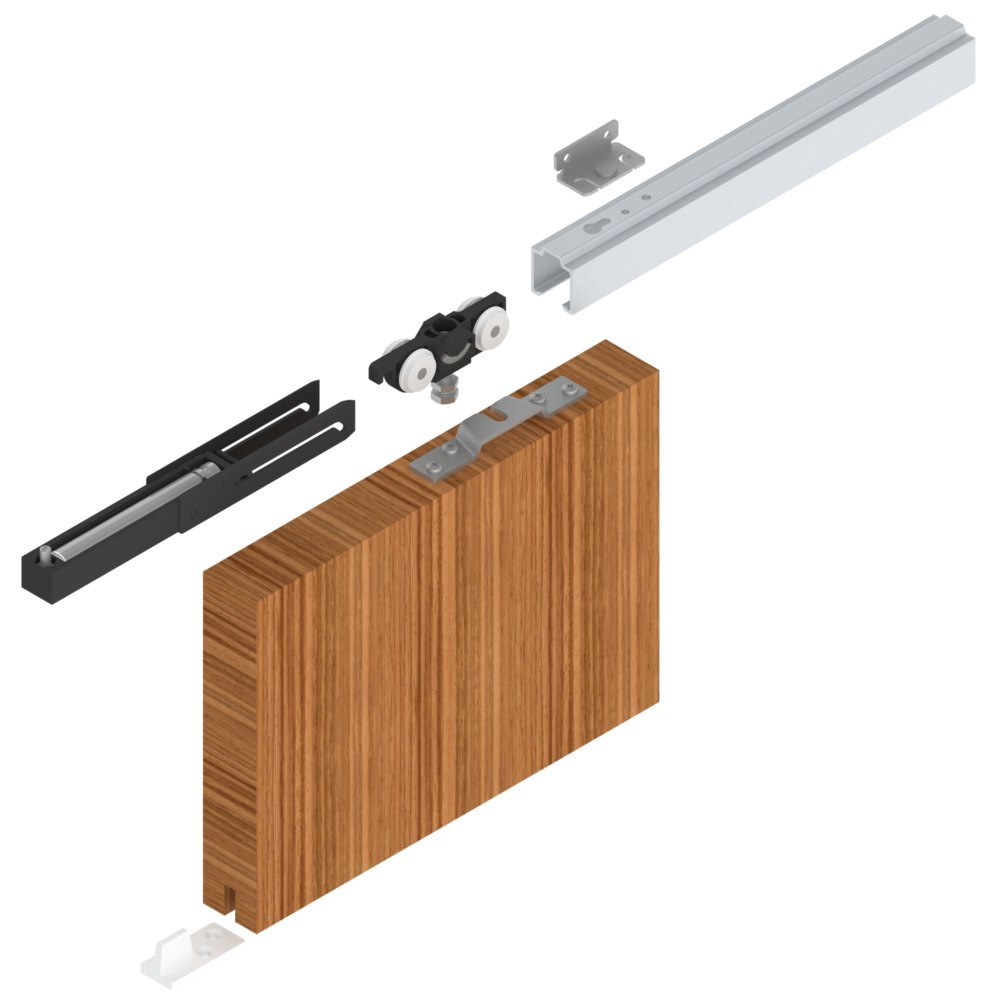 FORMAT Schiebetürbeschlag für Holztür, mit Dämpfung, Aluminium