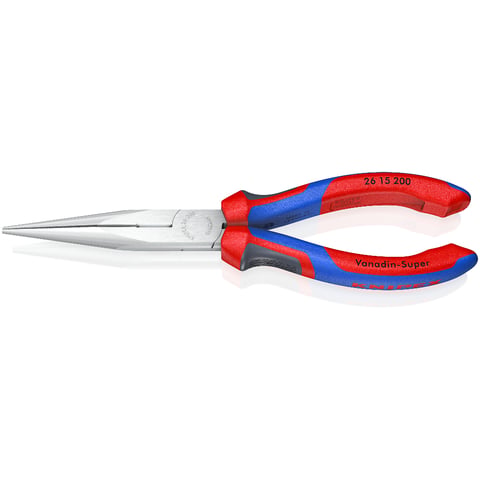 Knipex Flachrundzange mit Schneide (Storchschnabelzange) 26 15 200 200mm verchromt mit Comfort-Griffen