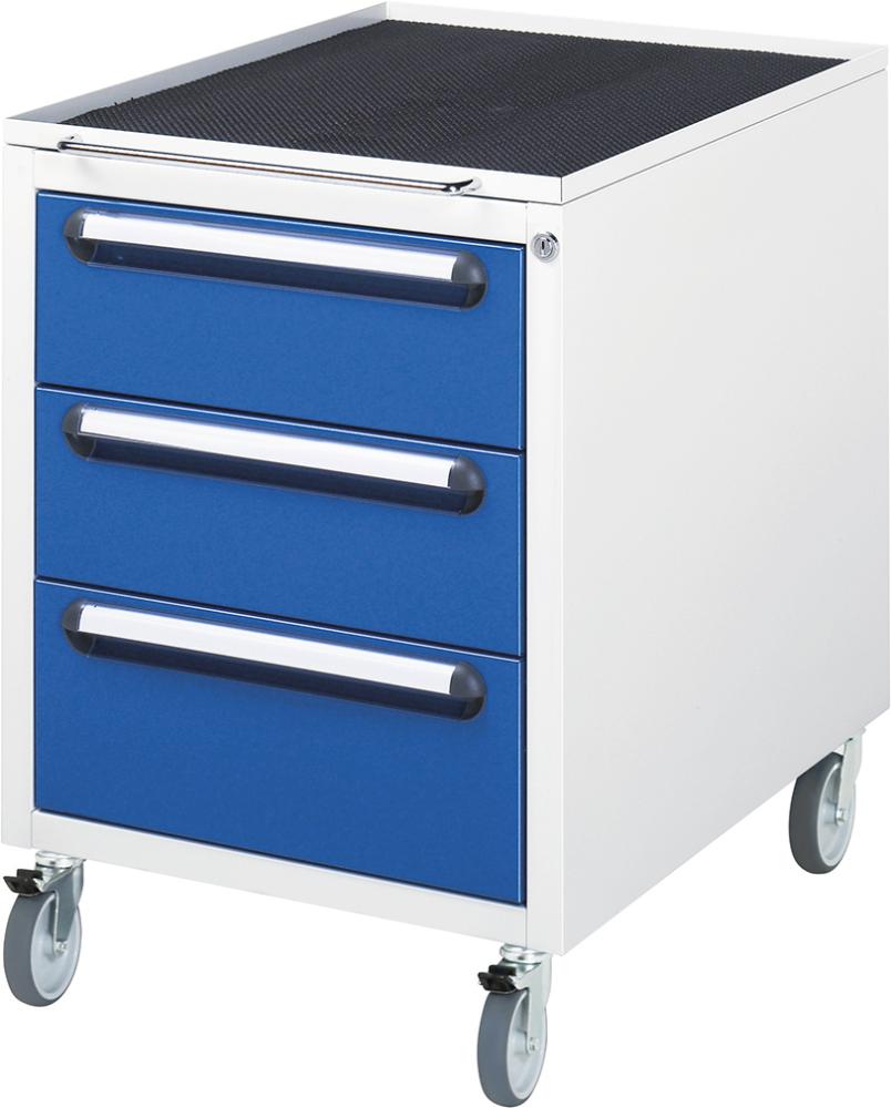 RAU Roll-Container B480xT600xH690mm RAL 7035/5010 3 Schubladen