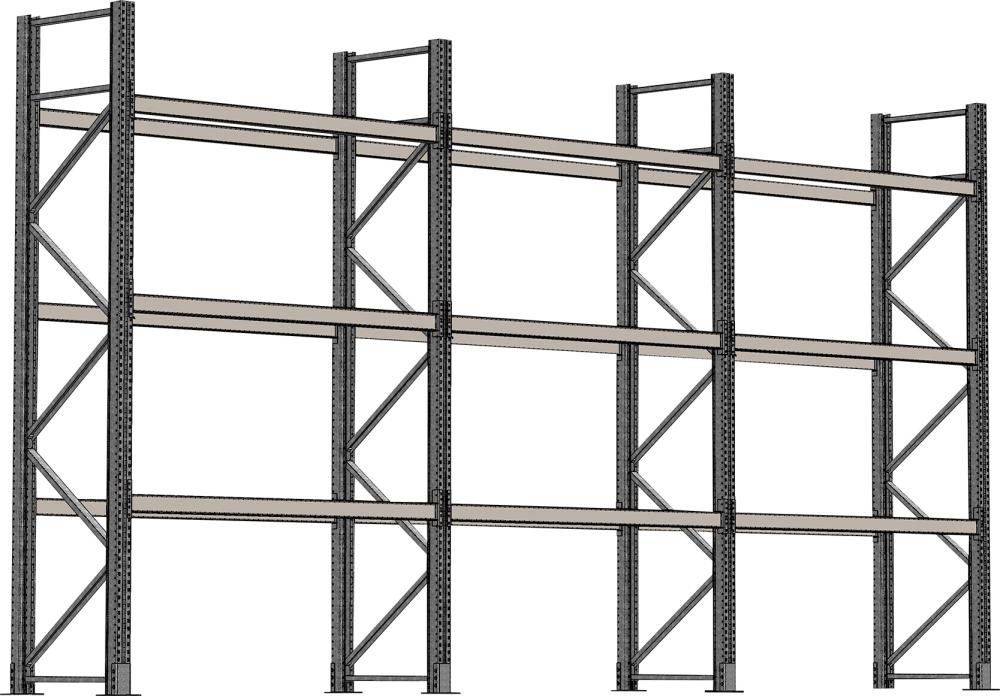 SCHULTE Lagertechnik Palettenregal verzinkt 3 Felder á 1825 mm H 4500xT 1100mm 18 Holme 2000 kg