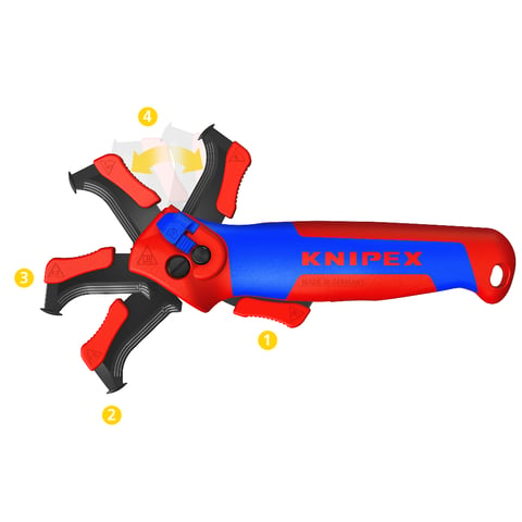 Knipex Abmantelungsmesser 16 50 145 SB mit Gleitschuh und Ratschenfunktion