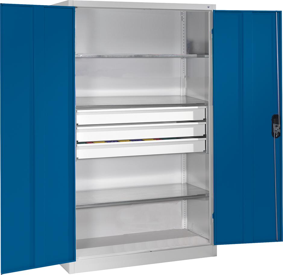 CP Großraum-Werkzeugschrank (RAL 7035/5010), 3 Schubladen mittig