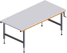 Rocholz Höheneinstellbarer Pack- und Arbeitstisch (stufenlos höhenverstellbar 710–960 mm, durch Handkurbel)