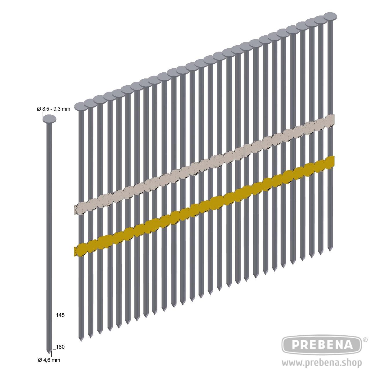 Prebena Rundkopf-Streifennägel RK46/160BK blank Glattschaft 160mm