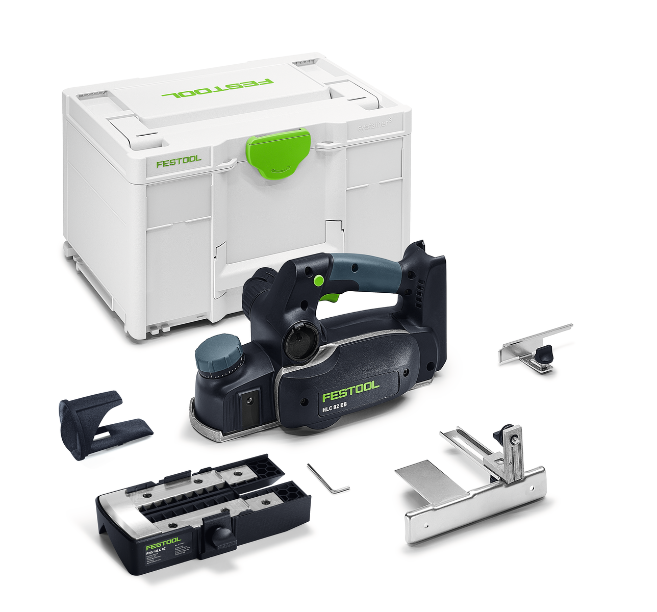 Akku-Hobel, Elektrohobel, Werkzeugkoffer, Zubehörset, Schwarz-grün