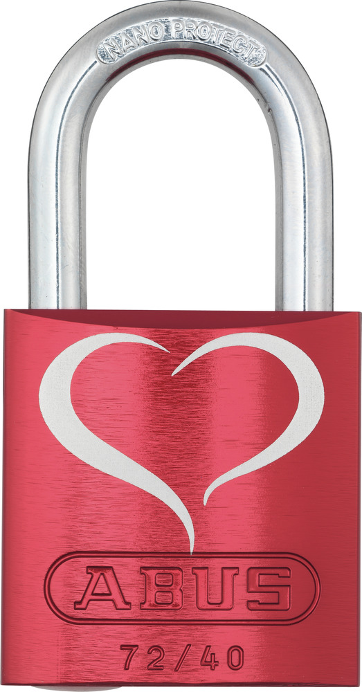 Hauptansicht | Vorhangschloss Aluminium 72/40 rot LoveLock 2 Lock-Tag Vorderansicht
