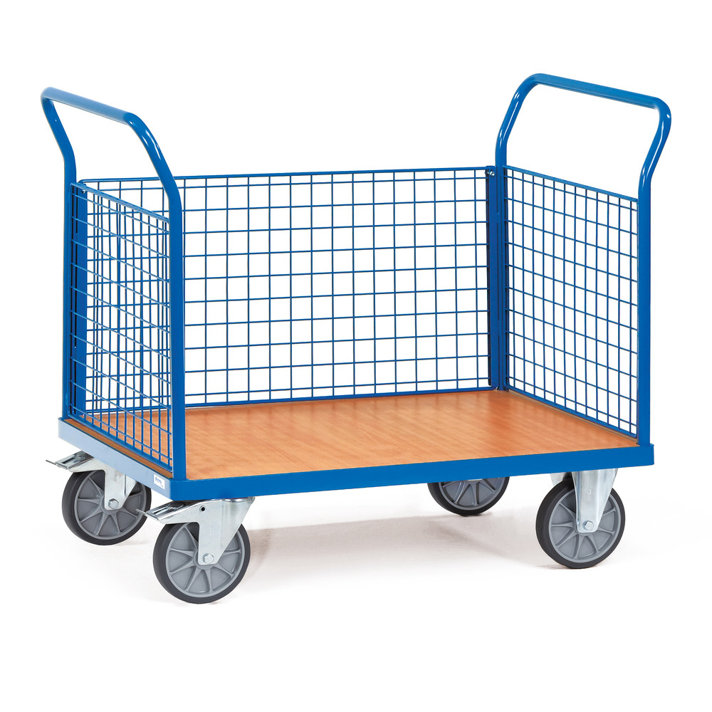 Fetra Dreiwandwagen 1532 600kg Stahl Holzwerkstoffplatte Drahtgitter 1000x680mm