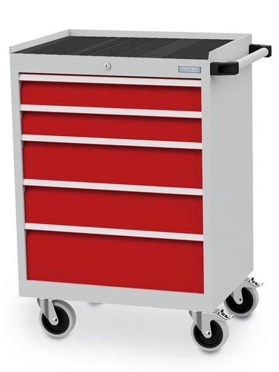 b+h Bedrunka+Hirth Schubladenschrank mobil T500 R 24-16 5 Schubladen 680x500x1000mm, Werkzeugschrank, rote Schubladen, Werkzeugkiste, mobilwagen, Rollschrank