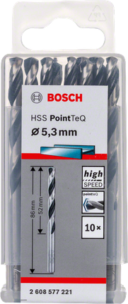 Bosch HSS PointTeQ 5.3mm drill bits pack., Metallbohrer, HSS, Spiralbohrer, 5,3 mm, 10er-Pack