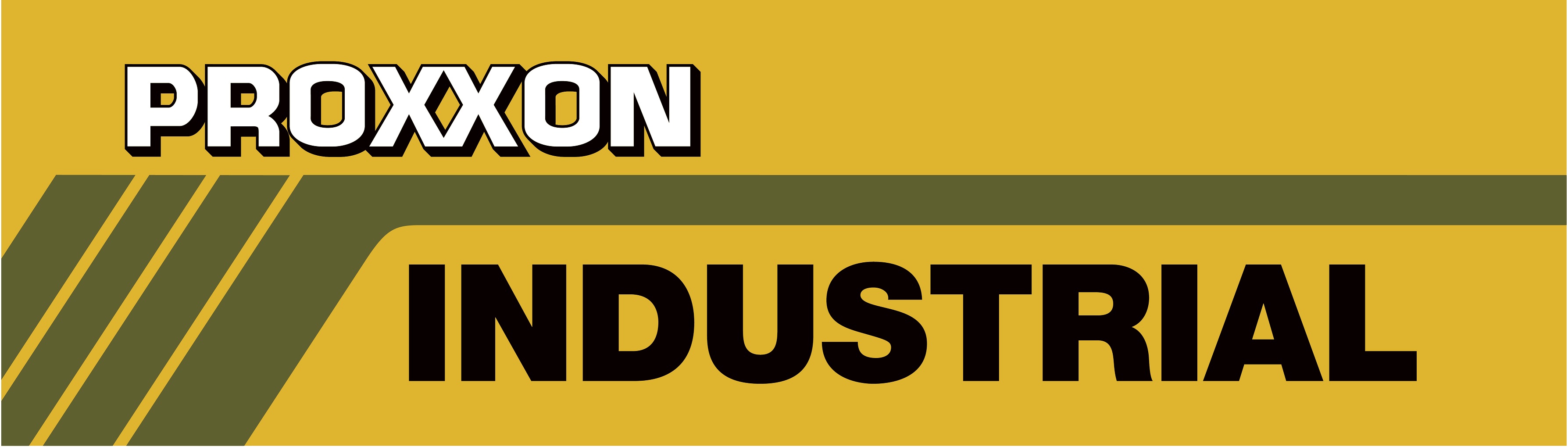 Hersteller Logo, industrial, marke-beschriftung, gelb-hintergrund, gestreiftes-design, schwarz-text