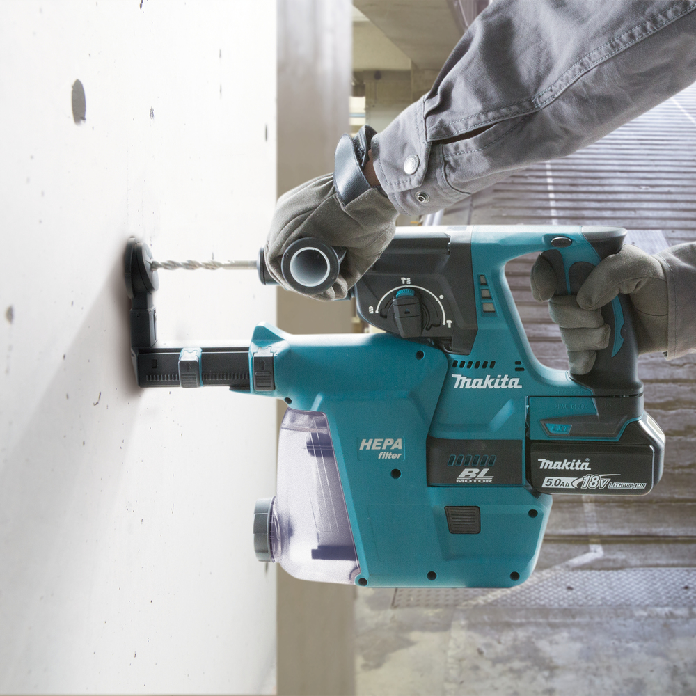 Makita Akku-Kombihammer DHR243RTJW 18V 5.0Ah SDS-Plus mit Staubabsaugung DX07