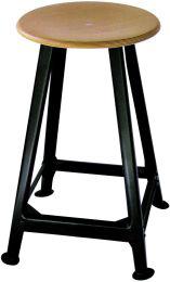 Bandstahlhocker Holz Rundsitz, RAL 9005 Vierbein, Höhe 500 mm Sitzfläche D 350 mm