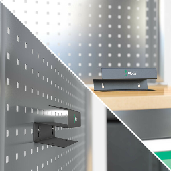 Metal rack for workbench and wall