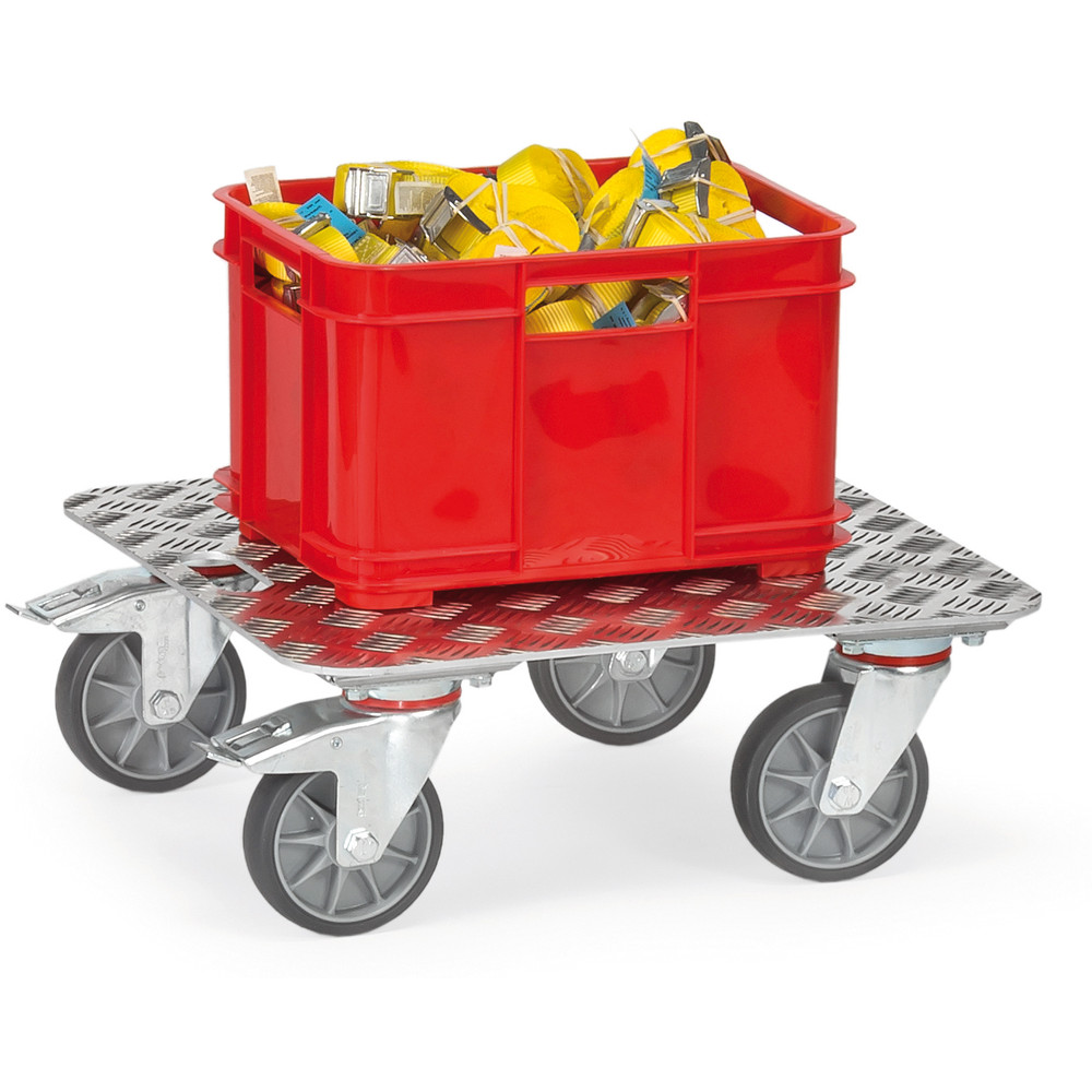 Fetra Kistenroller 1187 Aluminium-Quintettblech 500x500mm 250kg TPE-Bereifung