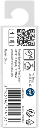 Bosch PRO Metal HSS-G twist drill bit 1.2 mm pack., Produktetikett, Papieranhänger, QR-Code, Strichcode, weiß