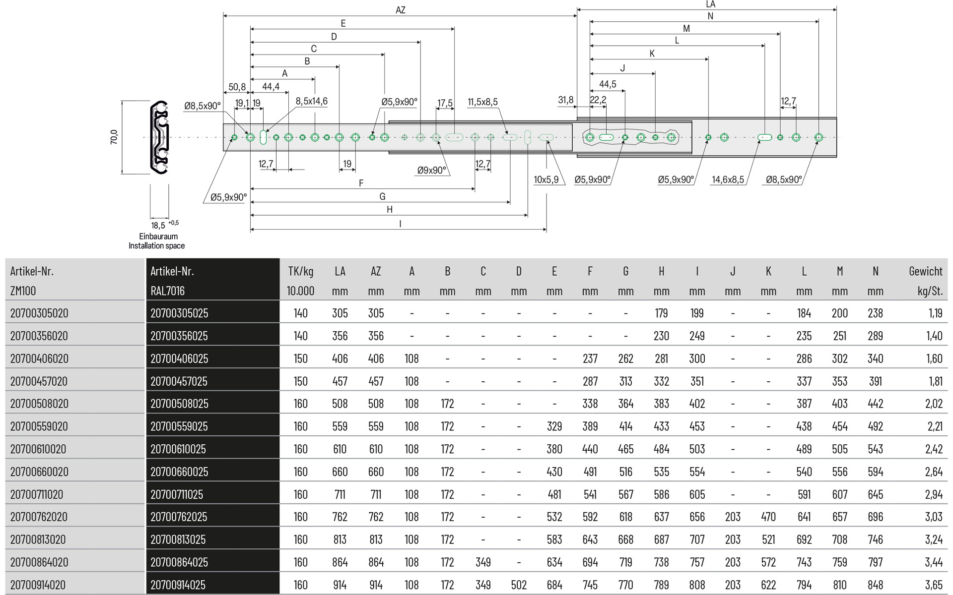 rail, slotted, aluminium, profil, montage