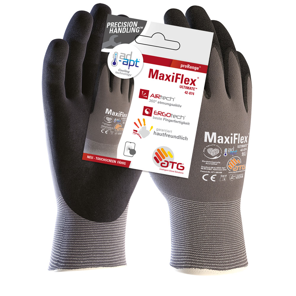 Artikelhauptbild ATG® MaxiFlex® Ultimate™ AD-APT® Nylon-Strickhandschuhe (42-874 HCT), SB-Verpackung
