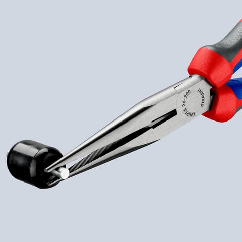 Knipex Flachrundzange mit Schneide (Storchschnabelzange) 200 mm schwarz atramentiert mit Comfort-Griffen