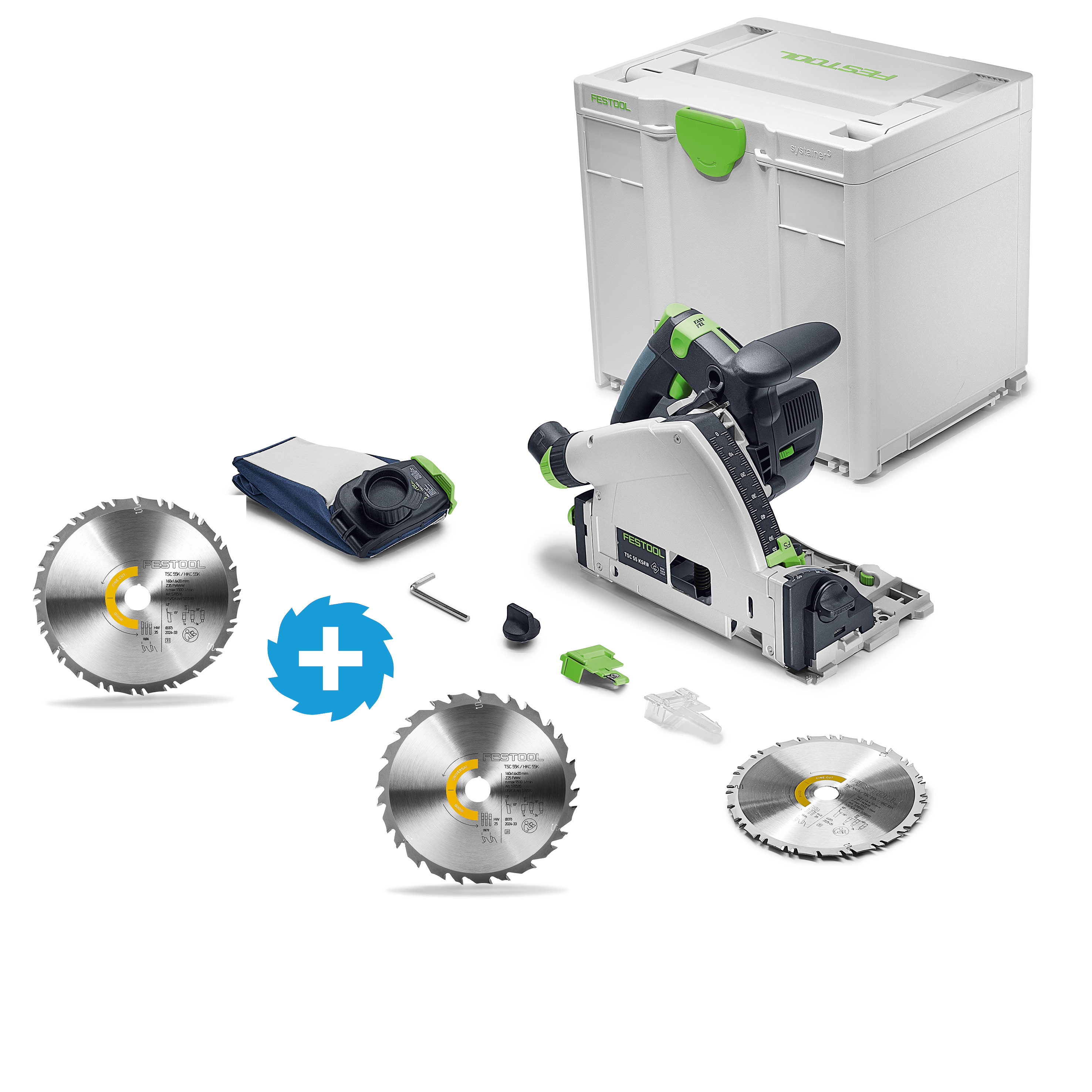 Festool TSC 55 KSEB-Basic + Sägeblatt FINE CUT + Sägeblatt UNIVERSAL HW