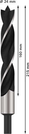Bosch PRO Ahşap Delme Ucu 24 x 160 x 215 mm., Holzbohrer, Spiralbohrer, 24 mm, 215 mm, schwarz-silber