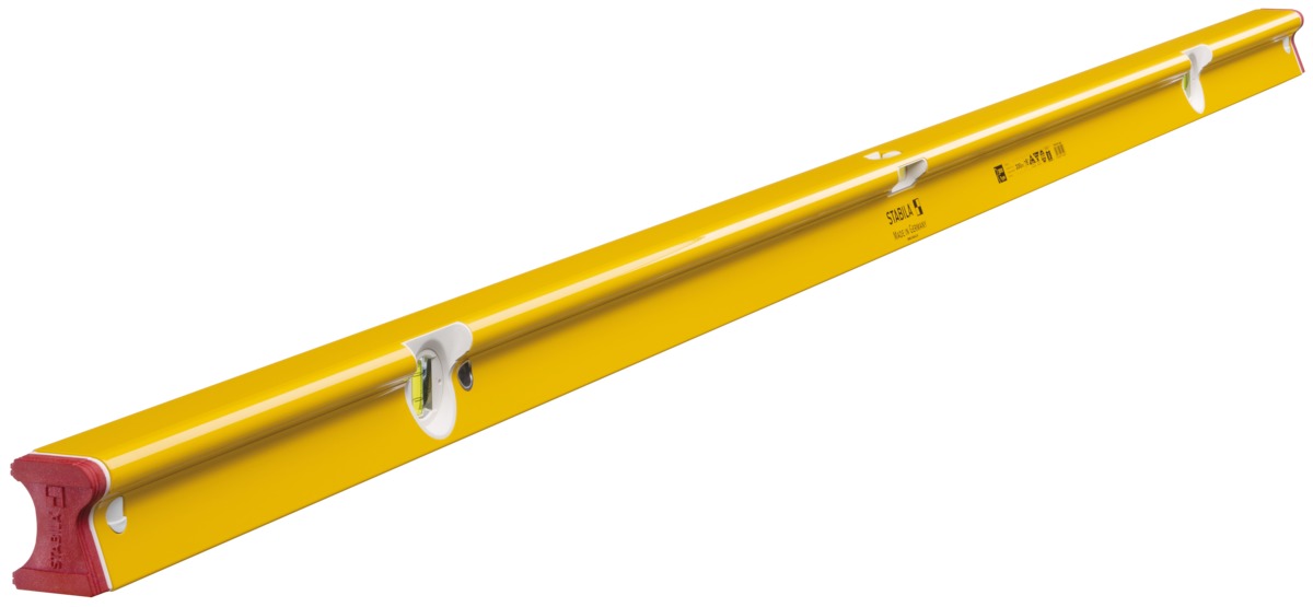 STABILA Wasserwaage Type R 300, 200 cm, verwindungssteifes Alu-R-Profil, 1 Horizontal-Libelle, 2 Vertikal-Libellen, stoßdämpfende Endkappen, integrierte Rutsch-Stopper, Made in Germany STD