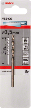 Bosch HSS-Co Metallbohrer 3,5 mm DIN 338., Kobaltbohrer, HSS-Co, Metallbohrer, Spiralbohrer, 3,5 mm