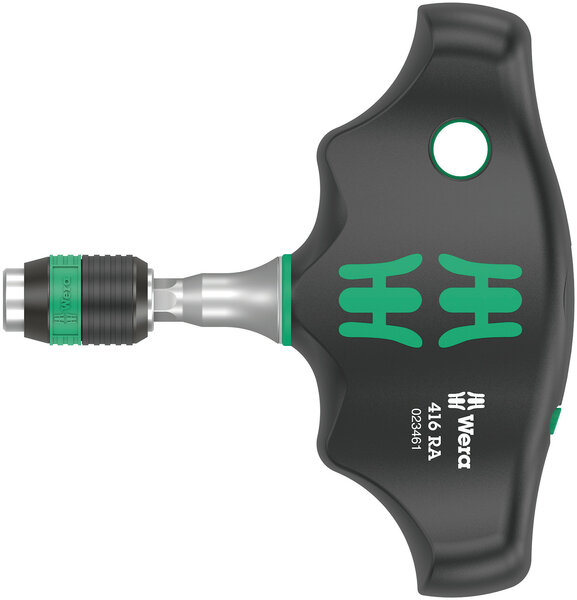 416 RA T-handle bitholding screwdriver with ratchet function and Rapidaptor quic