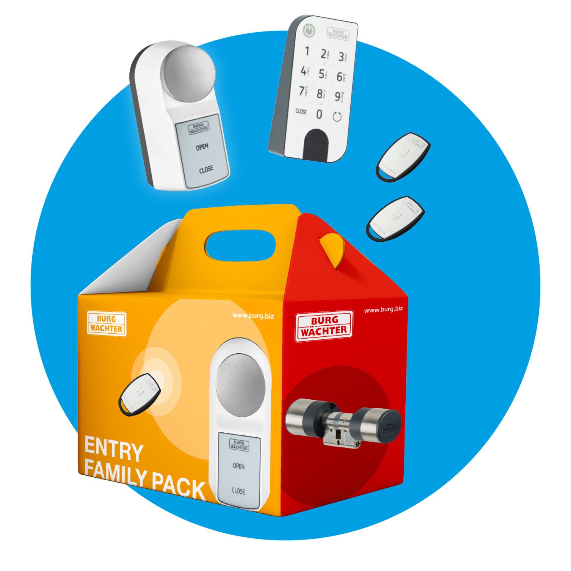 Burg Wächter ENTRY ACTIVE Family Pack Small secuENTRY Motorschloss PIN-Tastatur Funkschlüssel