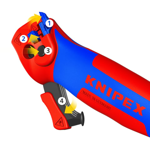 Knipex Abmantelungsmesser 16 50 145 SB mit Gleitschuh und Ratschenfunktion