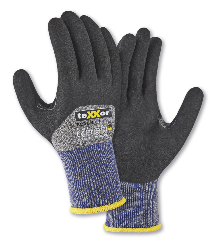 teXXor® Schnittschutz-Strickhs. BLACK CUT® C 3/4 besch.