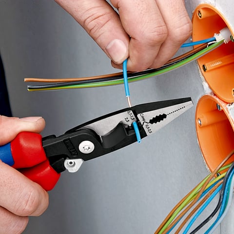 Knipex Elektro-Installationszange 13 96 200 T VDE isoliert mit Mehrkomponenten-Hüllen und Befestigungsöse