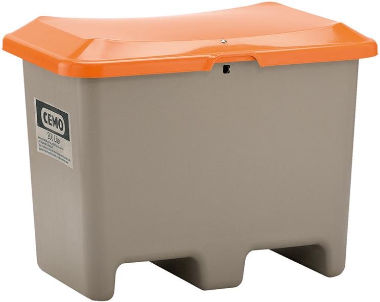 CEMO Streugutbehälter 200 l B890xT600xH640 mm ohne Entnahmeöffnung grau/orange