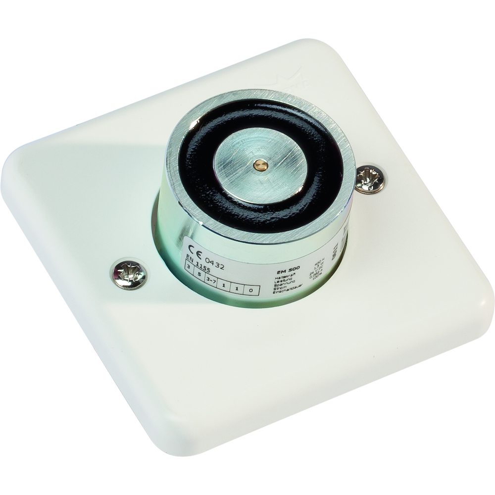 Dorma Haltemagnet, mit Grundplatte, EM 500 G, Kunststoff, 400N, weiß lackiert