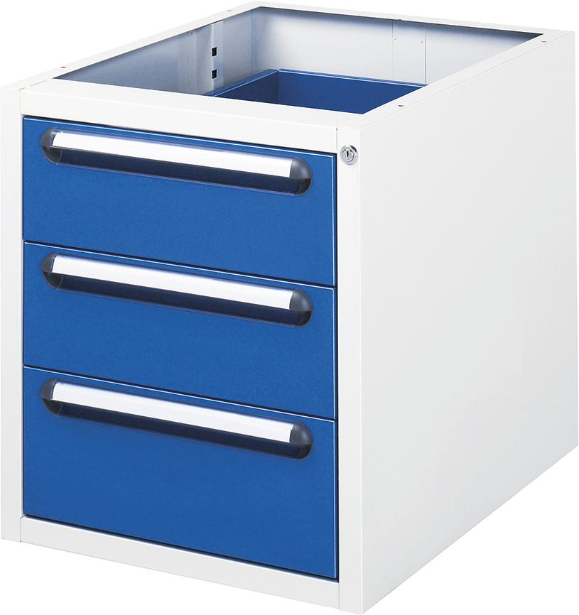 RAU Unterbau-Container B480xT600xH545mm RAL 7035/5010 3 Schubladen