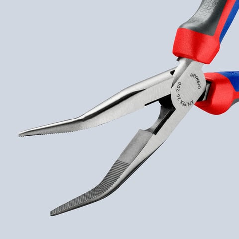 Knipex Flachrundzange mit Schneide (Storchschnabelzange) 26 22 200, 200 mm, schwarz atramentiert, Comfort-Griffe