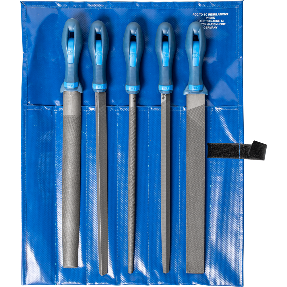 Pferd Werkstattfeilen-Set 5-tlg. in Rolltasche 300mm Hieb 2 universell zum