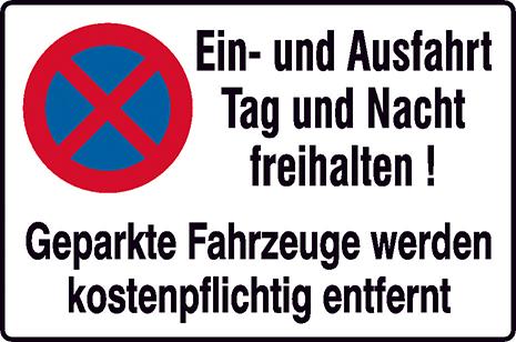 Parkverbotsschild Alu B600xH400 mm Ein-und Ausfahrt freihalten SafetyMarking
