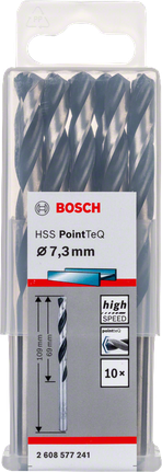 Bosch HSS PointTeQ 7.3mm twist drill bit set., Spiralbohrer, HSS, 7,3 mm, 10er-Set, Metallbohrer