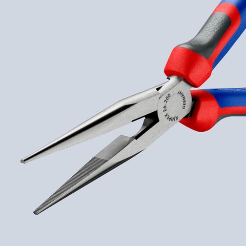 Knipex Flachrundzange mit Schneide (Storchschnabelzange) 200 mm schwarz atramentiert mit Comfort-Griffen
