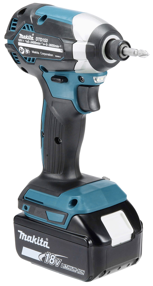 Makita Akku-Schlagschrauber DTD153RTJ 18V 5.0Ah 170Nm bürstenlos mit 2 Akkus und Ladegerät im MAKPAC
