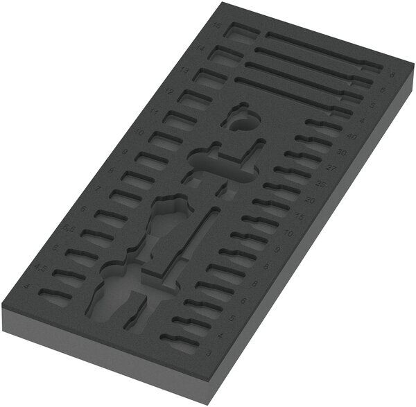 9820 Foam insert 8000 A Zyklop 1/4&quot; ratchet set 1, empty, 172 x 30 x 392 mm