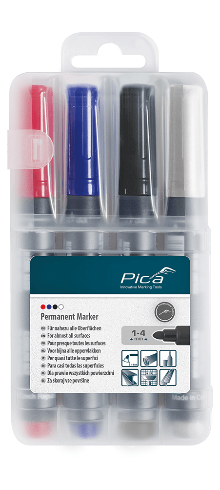 Pica Classic Permanent Marker Set 520/04 Rundspitze 1-4mm 4 Farben