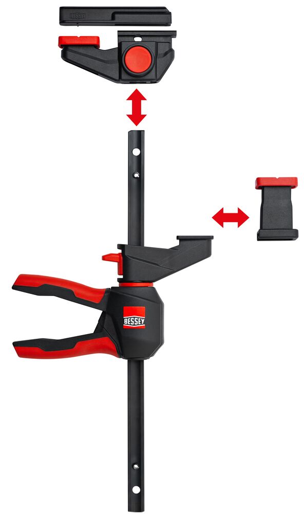 Bessey Einhand-Tischzwinge EZR360-15SET mit drehbarem Griff für Führungsschienen