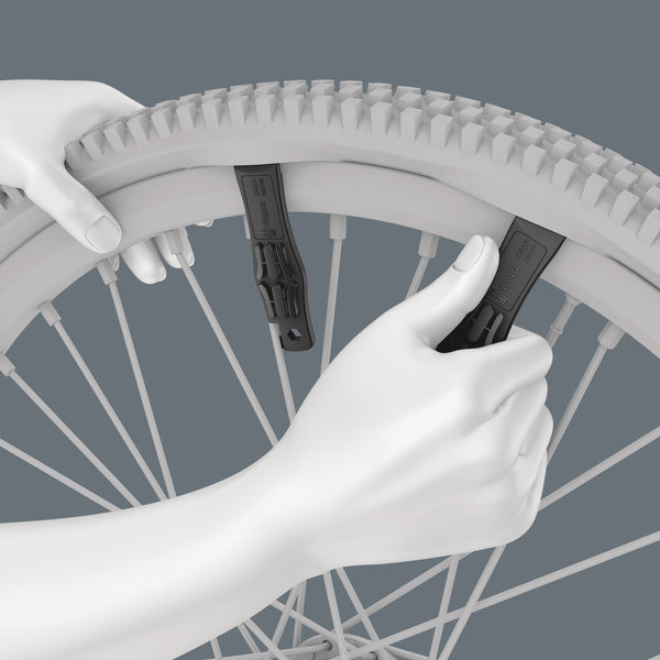 Safely lever the tyres off of the rim