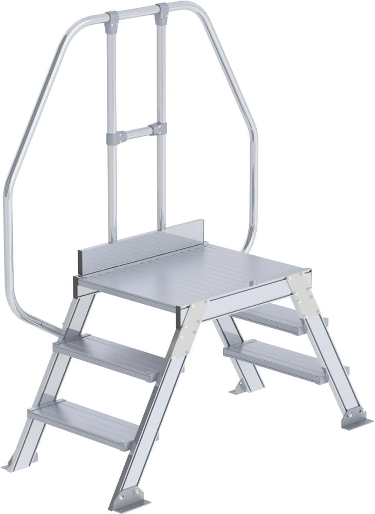 MUNK Aluminium-Überstieg, stationär, Stufenbreite 600 mm (= Außenbreite 700 mm bei einseitigem Geländer)